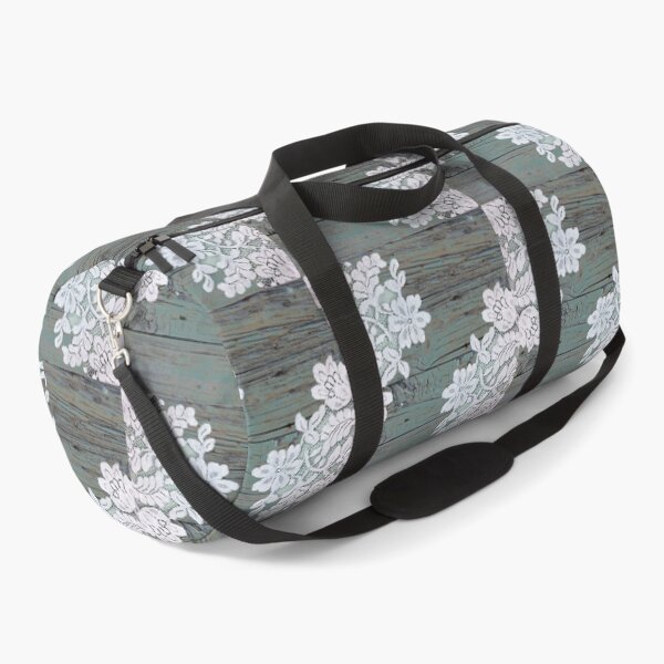 Item preview, Distressed floral white lace western country teal barn wood designed and sold by LEILA ART SPACE.