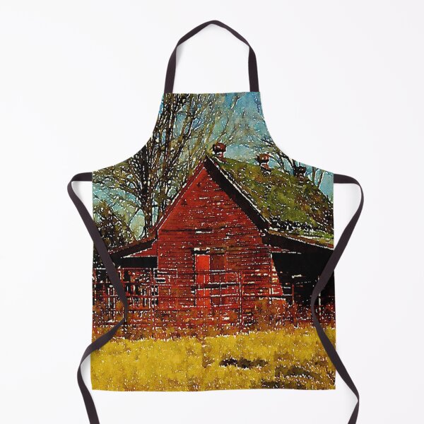 Item preview, Watercolor Autumn landscape Primitive western country red barn designed and sold by LEILA ART SPACE.