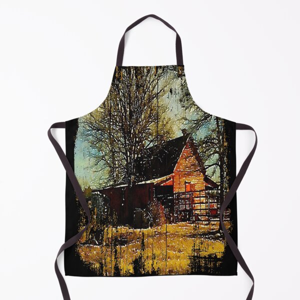 Item preview, Rural watercolor landscape Autumn western country red barn  designed and sold by LEILA ART SPACE.