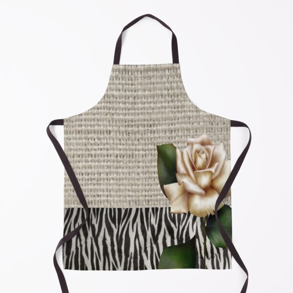 Item preview, 1980s Chic Zebra print rustic burlap botanical floral white rose designed and sold by LEILA ART SPACE.