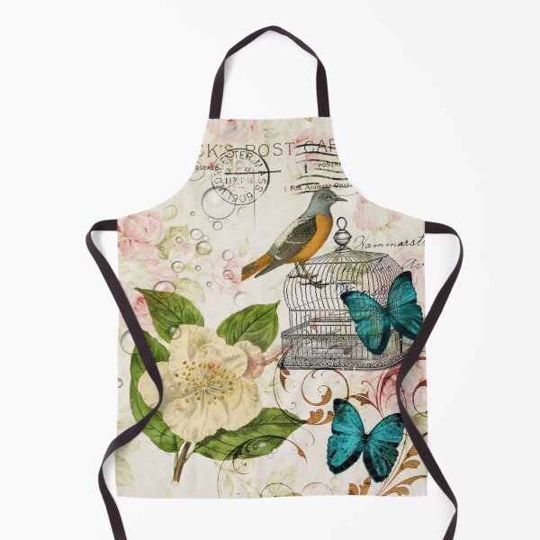 Item preview, spring teal butterfly french bird rose botanical floral designed and sold by LEILA ART SPACE.