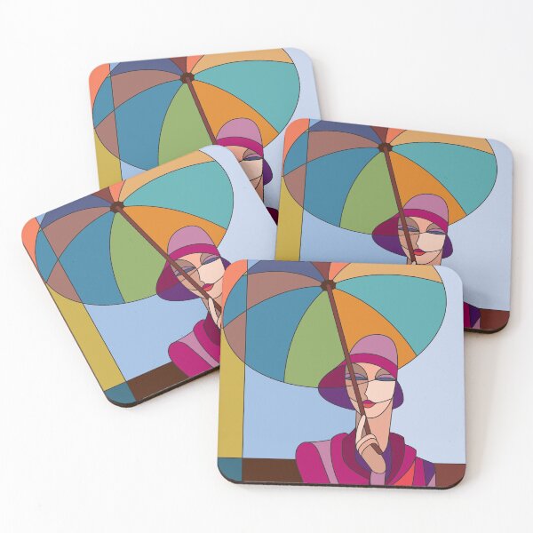 Item preview, Art Deco Nouveau Lady with Umbrella designed and sold by art-deco-lady.
