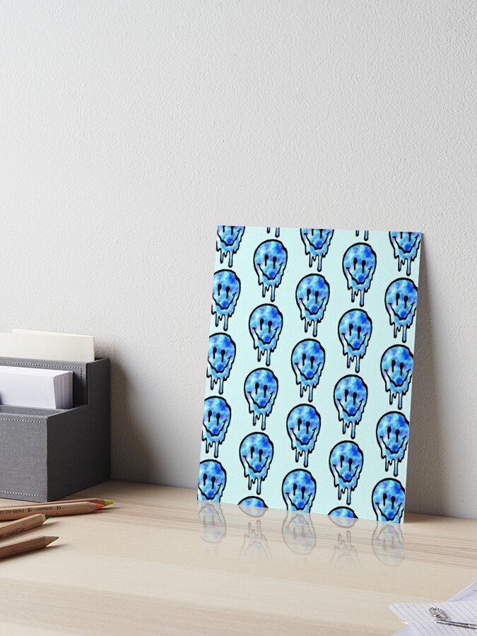 Blue Tye Dye Drippy Smiley Face | Art Board Print