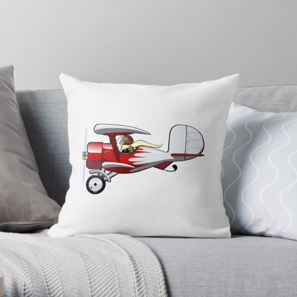 Cartoon Biplane Throw Pillow