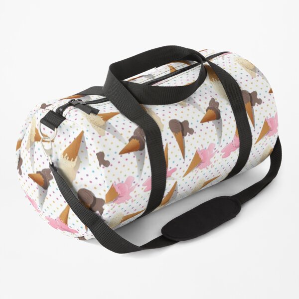 Illustration - Dropped Ice Cream Cone on Polka Dots Duffle Bag