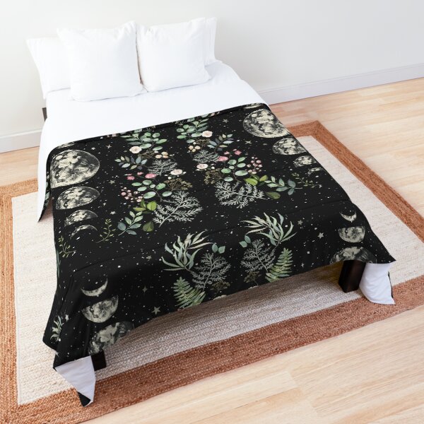 Moonlit Garden Lunar Phases Comforter
