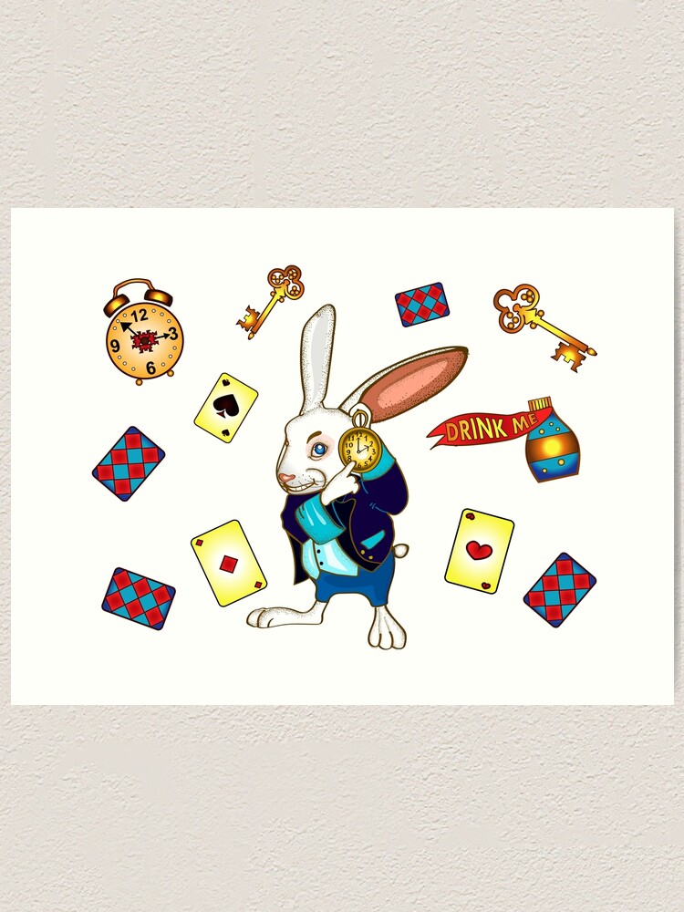 Alice in Wonderland Steampunk Pocket Watch, Rabbit