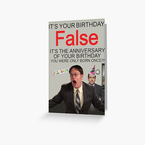 Vista previa del artículo con la obra «Tarjeta de cumpleaños de Dwight The office», diseñado y vendido por MonkeyBrainsDesigns.