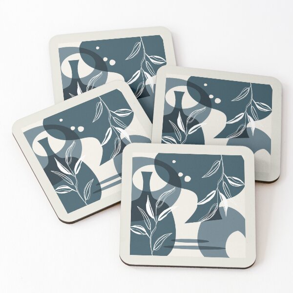 Item preview, Abstract - Leaves and Vases in Teal and Aqua 4 designed and sold by simplydesignart.