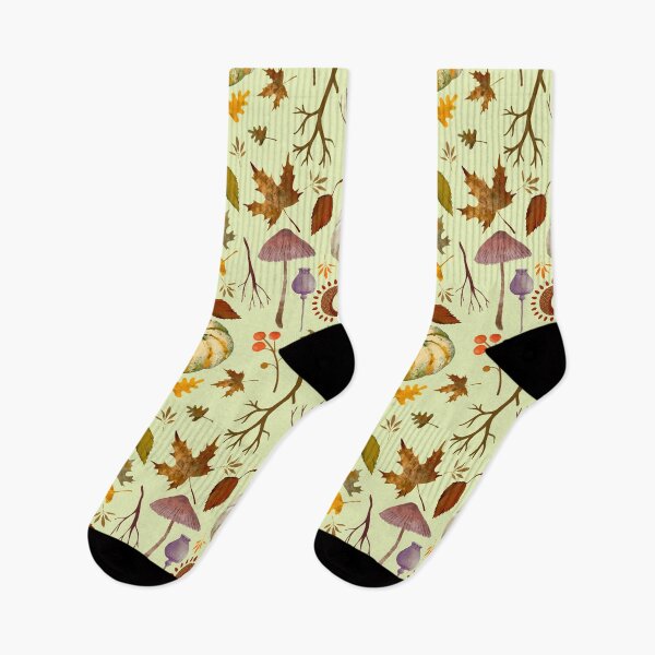 Item preview, Seamless pattern with autumn leaves, mushroom, pumpkin, branches  designed and sold by zatmeniee.