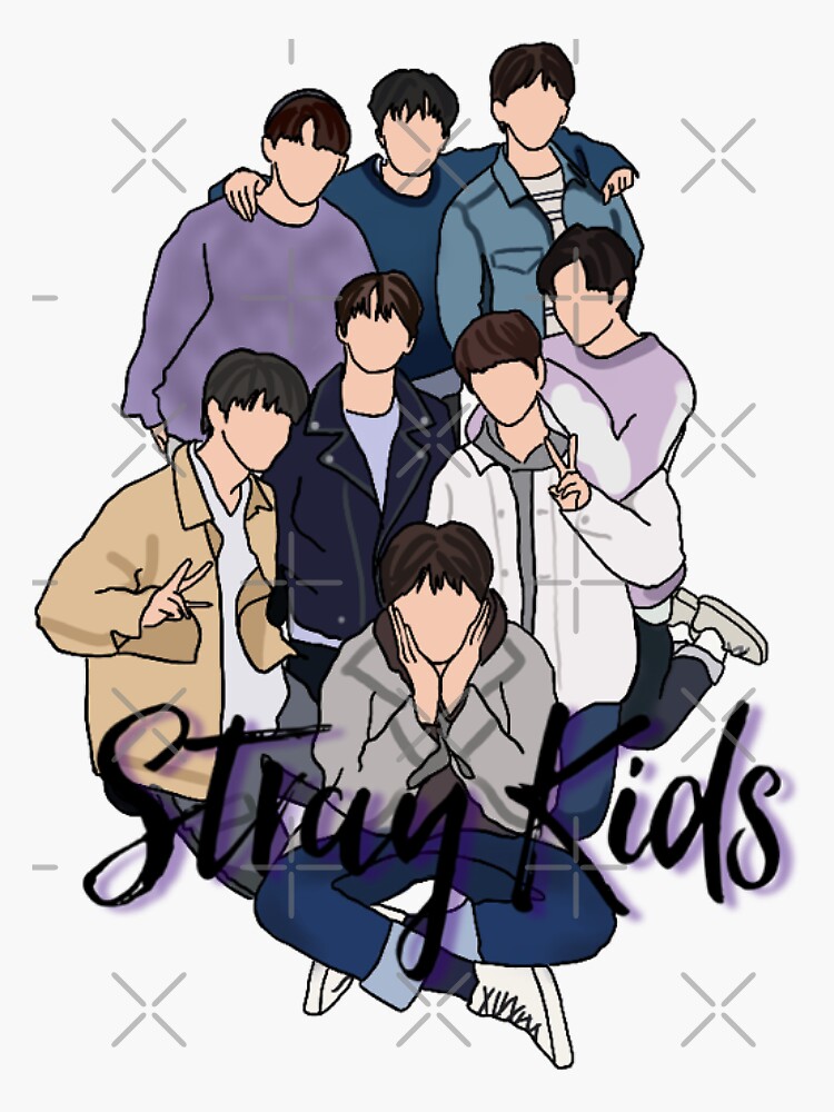 stray kids on track group photo illustration sticker