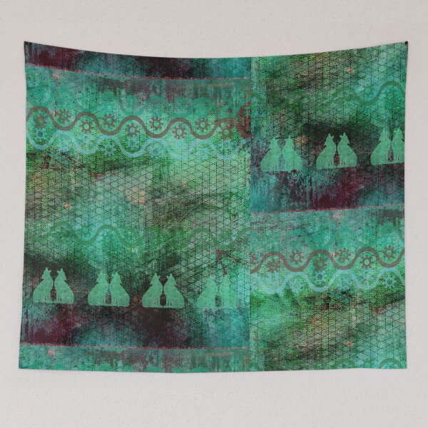 Item preview, Prayer for Harmony among all Humanity and Earth Wolves in grunge green designed and sold by WatersEdgeGal.
