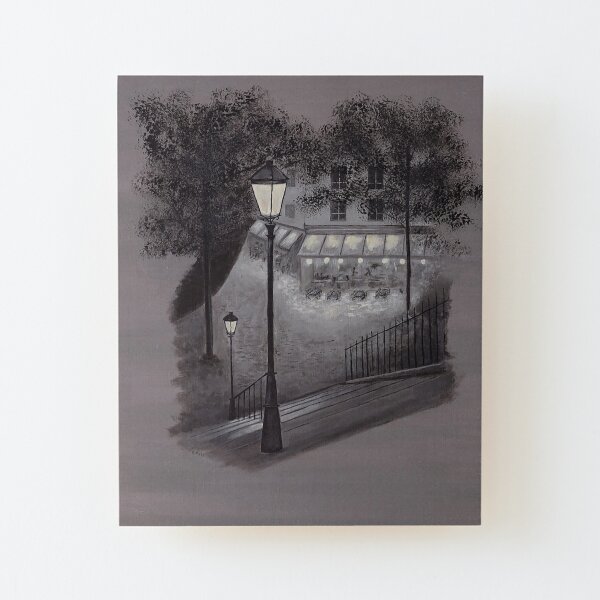 Cafe With the Luxurious Cat Wood Mounted Print
