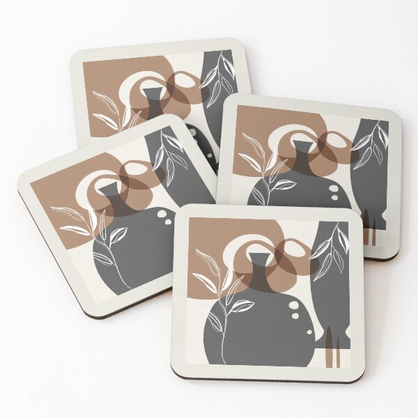 Item preview, Abstract - Leaves and Vases in Grey  and Cinnamon 1 designed and sold by simplydesignart.