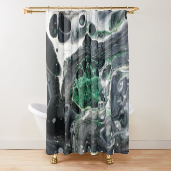 Resin Art#7 "Emerald Marble" Shower Curtain