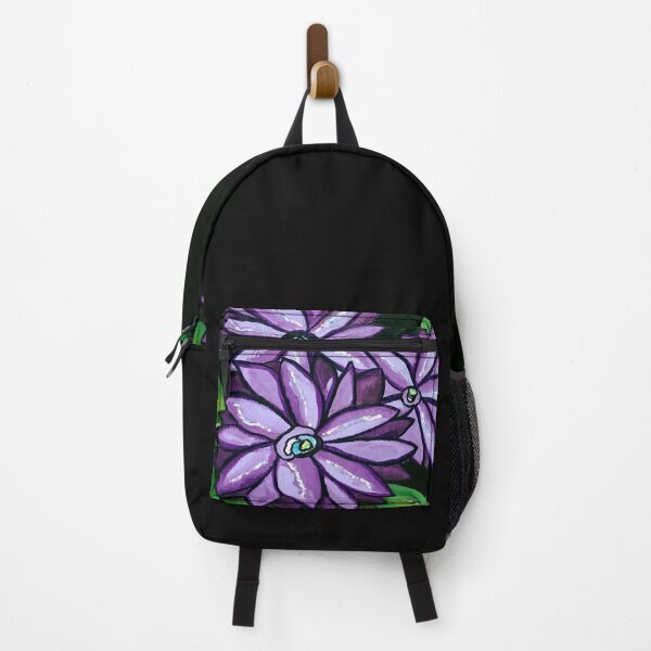 Item preview, CLEMATIS - PURPLE FLOWERS (Black Background) designed and sold by Sustainably Wylde.