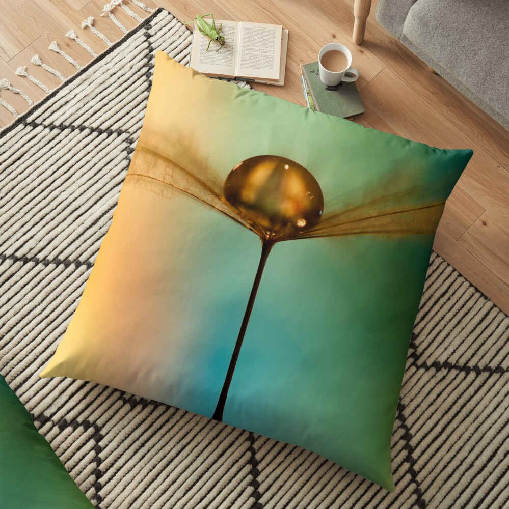 Flight Of The Teardrops Turquoise & Mustard II Floor Pillow