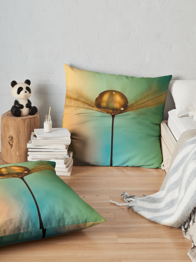 Alternate view of Flight Of The Teardrops Turquoise & Mustard II Floor Pillow
