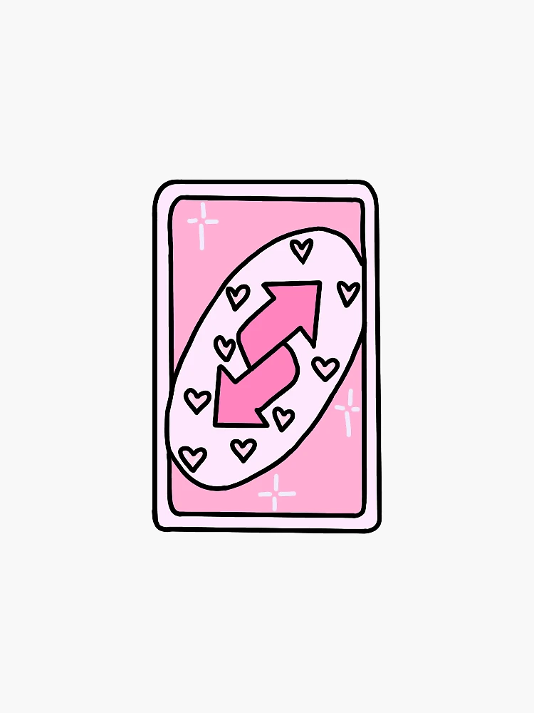 Pink Uno Reverse Card Sticker for Sale by mayafoleyy