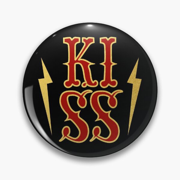 Item preview, Kiss Black and Gold Lightning Pin Badge designed and sold by Sketchbysim.
