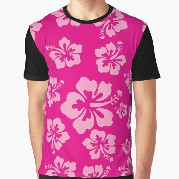 Pink Hawaiian Shirt Black Cat Aloha Pink Floral Tropical Hawaiian