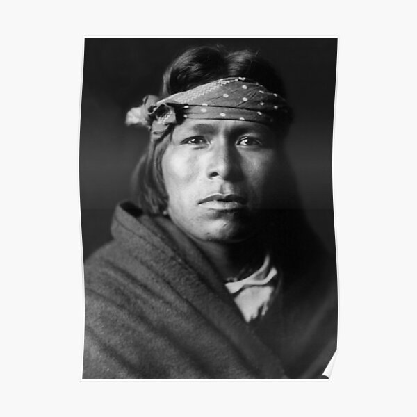 Acoma Man Photographed by Edward S. Curtis Poster