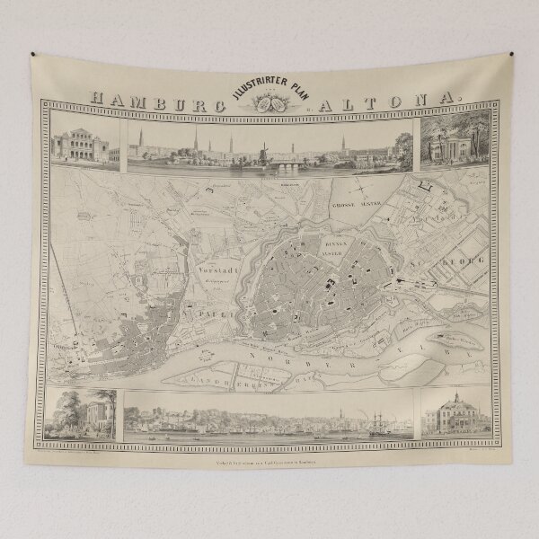 Item preview, Vintage Hamburg Germany Map (1840) designed and sold by BravuraMedia.