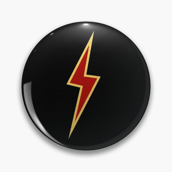 Item preview, Black and Gold Lightning Flash Pin Badge designed and sold by Sketchbysim.