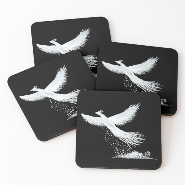 Item preview, Phoenix rising from the ashes white on black designed and sold by Pragonette.