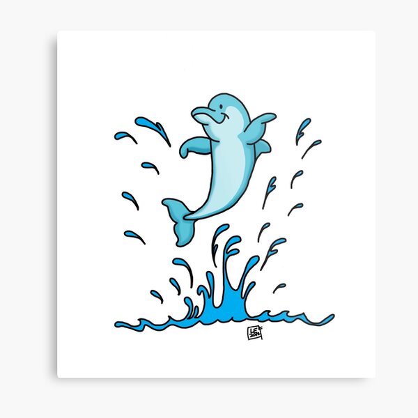 Dolphin Splash Metal Print
