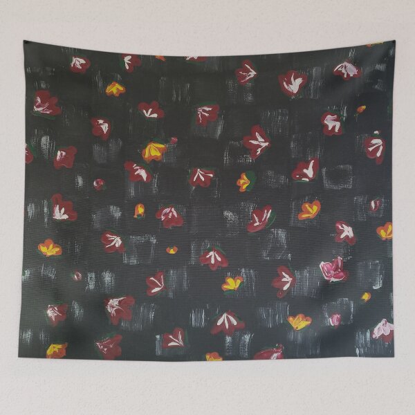 Item preview, Falling Flowers on Black Basket Weave Background designed and sold by LivingArtBrenda.