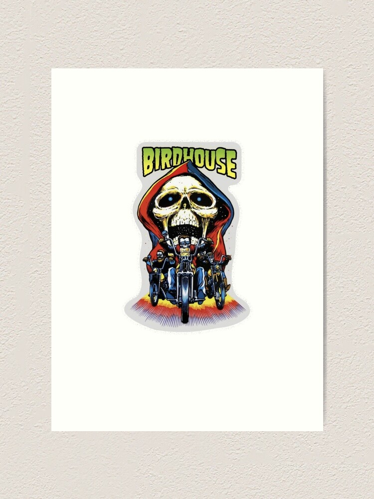 Vintage Birdhouse Tony Hawk Bird House Hook Ups Skate Brand Cartoon Hookups  Hook-Ups Skull Biker Motorcycle Skeleton | Art Print