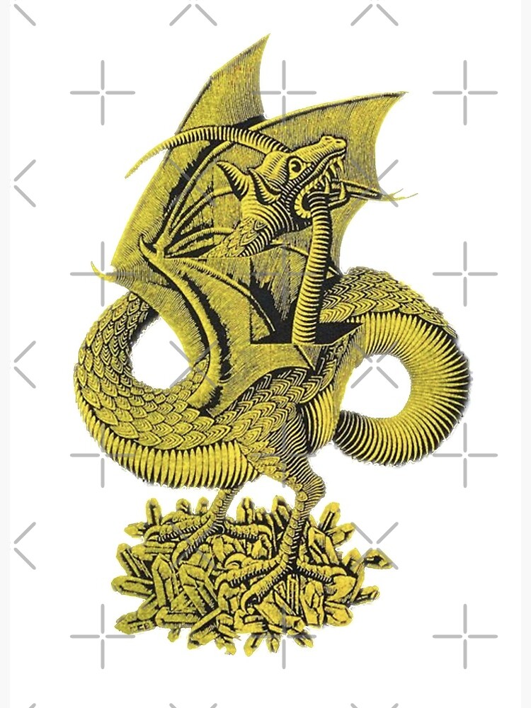 MC Escher Dragon and Gems Artwork T-Shirt M.C. Escher McEscher Vintage  Optical Illusion | Art Board Print