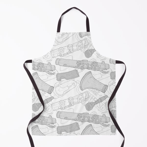 Item preview, Black & White Instrument Repeat Pattern - Flute, Clarinet, Trumpet & Reeds designed and sold by Drawn by Ellie.