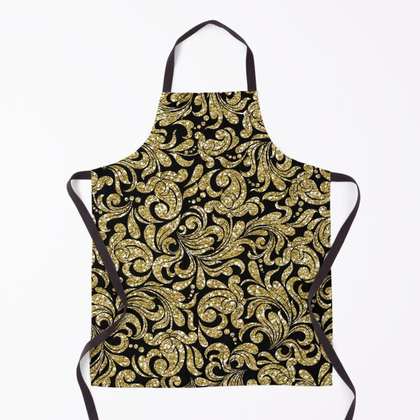 Item preview, Glitter Damask Pattern in Gold Black designed and sold by WisdomInspired.