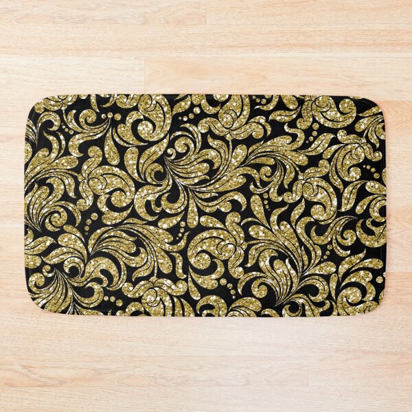 Item preview, Glitter Damask Pattern in Gold Black designed and sold by WisdomInspired.