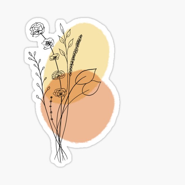 Artikel-Vorschau von Blumenlinienzeichnung (orange und gelb), designt und verkauft von Astrid & Fynn.