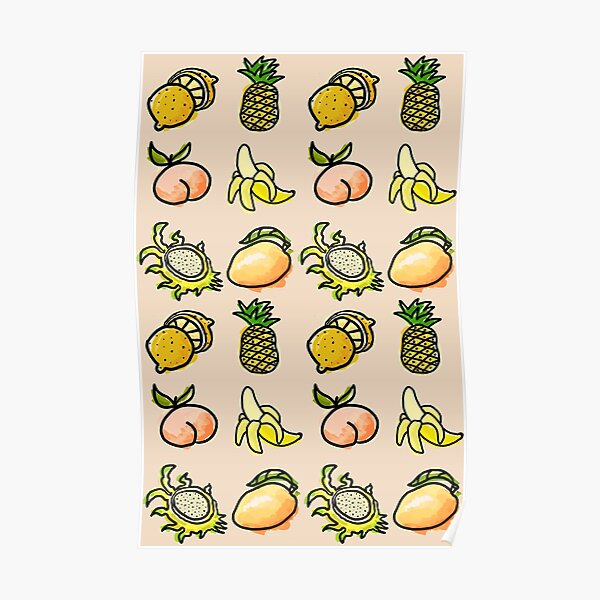 Deconstructed Fruit Bowl Pattern Poster