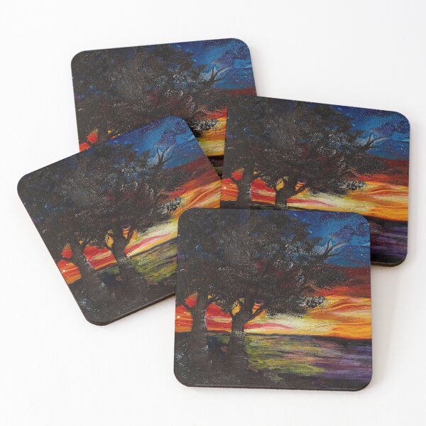 Item preview, Sunset Landscape Acrylic Pour Painting designed and sold by mariab626.