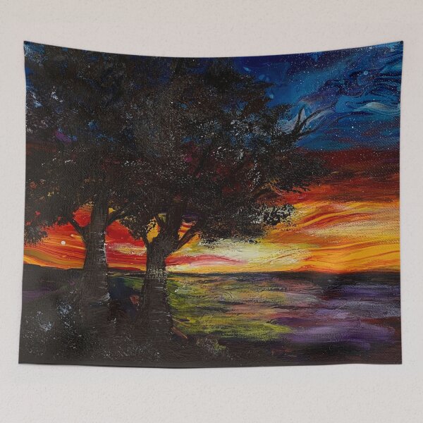 Item preview, Sunset Landscape Acrylic Pour Painting designed and sold by mariab626.
