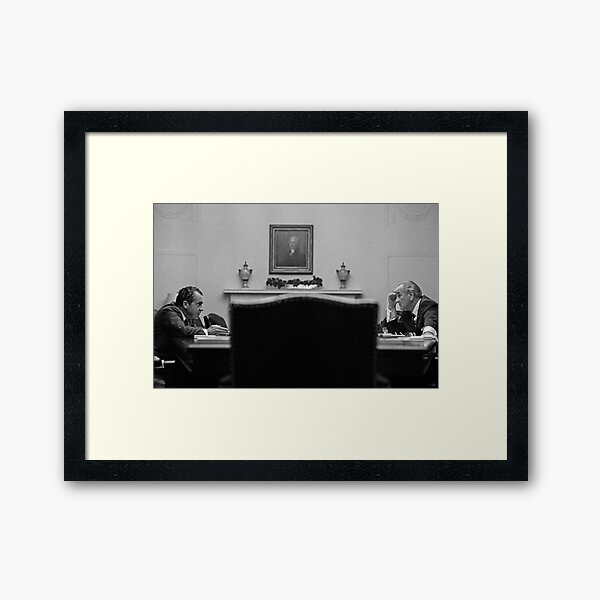 Johnson and Nixon at the White House Framed Art Print