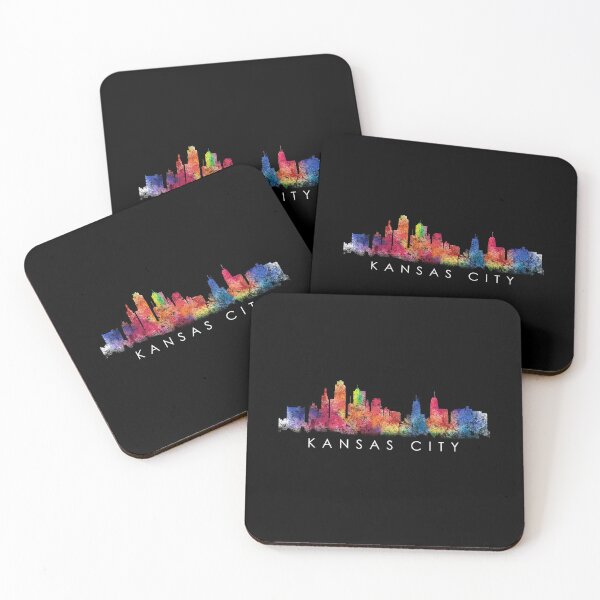 CityScape Designs Kansas City Skyline Wooden Coaster Set – Made in KC