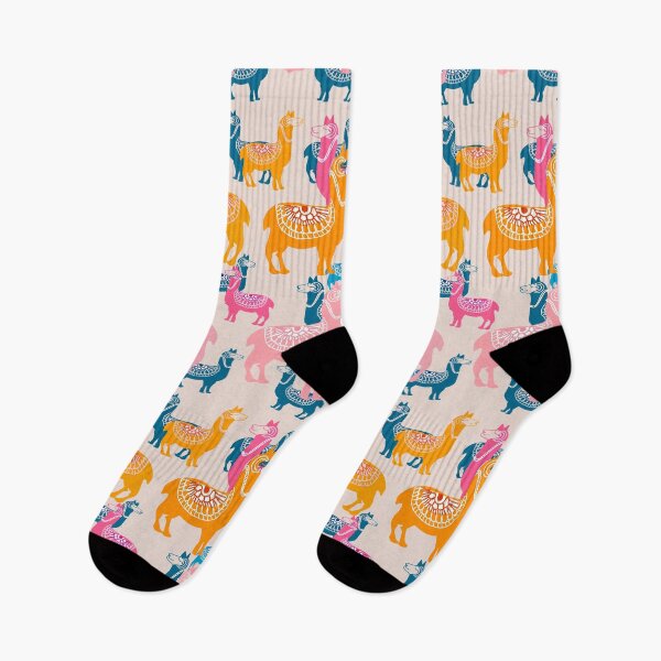 Item preview, Cute Alpaca patterns- pink, orange, pink and blue designed and sold by Urvashi Patel.