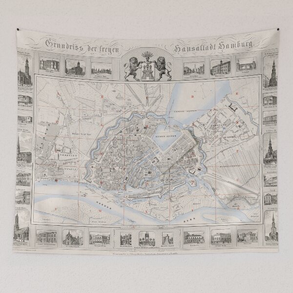Item preview, Vintage Hamburg Germany Map (1843) designed and sold by BravuraMedia.