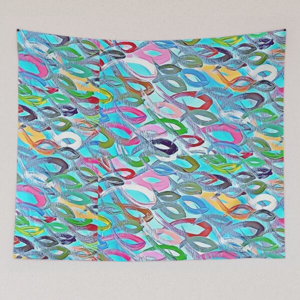 Item preview, Colorful Fishes Abstract Paint Blue Pink Red Green designed and sold by TheGreekGuy.