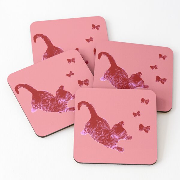 Item preview, Kitten Playing Butterflys Red Pink designed and sold by Moonyflower.