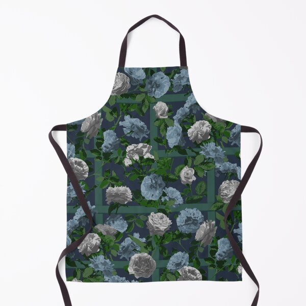Item preview, Rose Vines on Lattice Pattern - Navy Blue Grey designed and sold by WickedRefined - Nicole Demereckis.