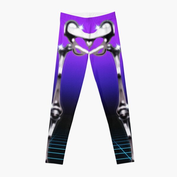 Airbrush Chrome Skeleton Cyan Laser Leggings Leggings