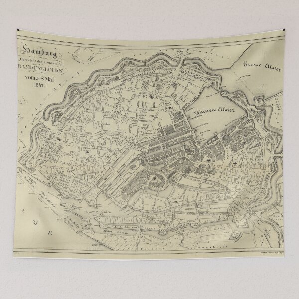 Item preview, Vintage Map of Hamburg Germany (1845) designed and sold by BravuraMedia.