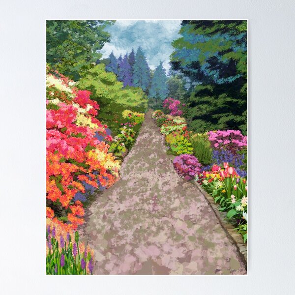 Aperçu de l'œuvre Allée de jardin - Image pour élargir en symbiose un couloir ou un escalier créée et vendue par ninesteps.
